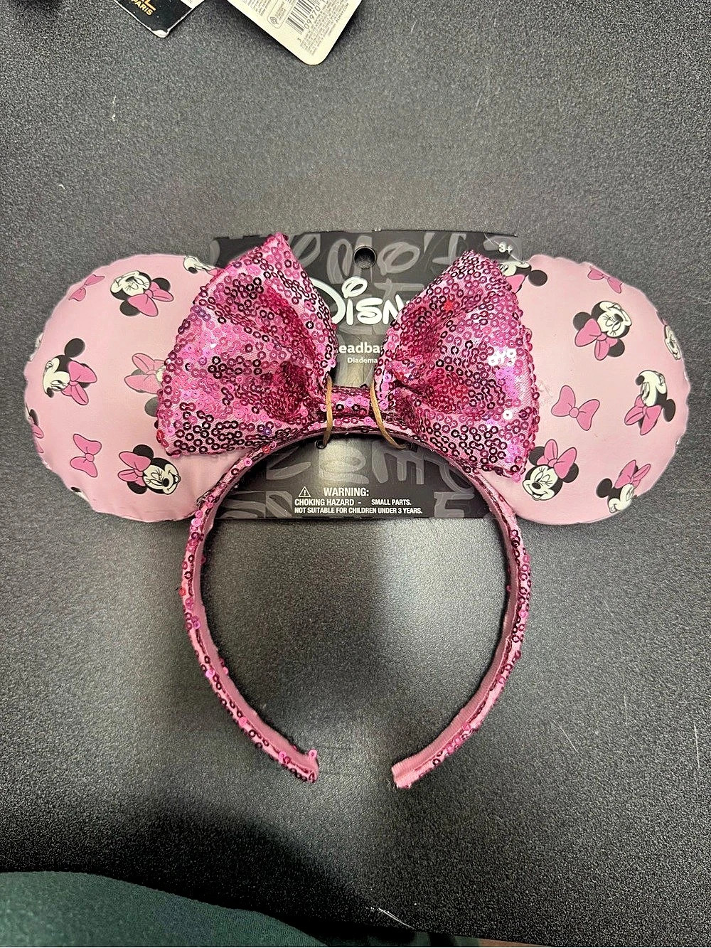 Disney Minnie Mouse sequined ear headband Sequin Ear Headband Pink & Black